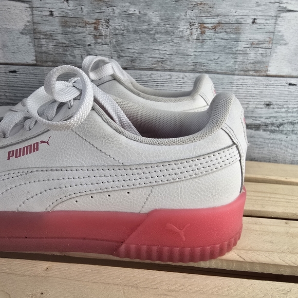 PUMA Carina Crystal Pink White Leather Sneakers 373776-02 Size Womens 8.5 - Picture 5 of 10